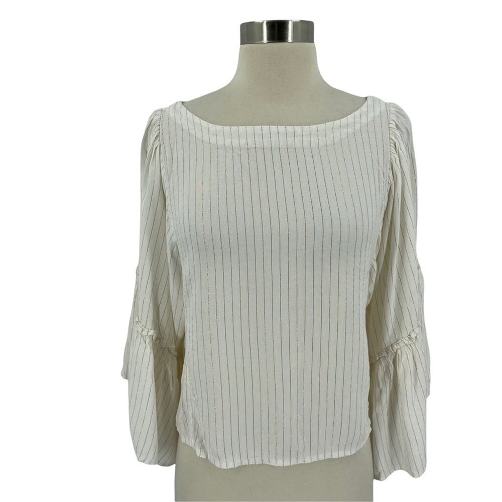 Anthropologie Floreat‎ Ottilia Bell Sleeve Metallic Top Size XS